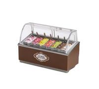 Almencla Présentoir Interactif Présentoir à Glaces Son Lumière Compact Vitrine Comptoir Miniature Cvercle Transparent pr Diorama, Brun