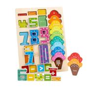 Almencla Puzzle Éducatif à Thème Glace Planche d'apprentissage des Chiffres Sensoriel J Motricité en Bois
