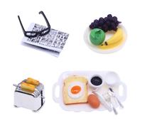 Almencla Scène de Cuisine Miniature avec Accessoires Ensemble Décor Figurines en Plastique Composition Complète avec Appareil Œuf Fruit pour Collectionneurs Dioramas Séances Photo Loisirs Créatifs