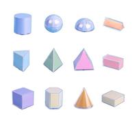 Almencla Solides Géométriques 3D pour L'enseignement Des Formes Multicolores Transparentes