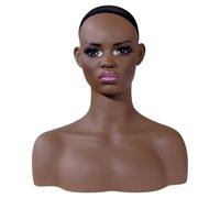 Almencla Tête de Mannequin Femme Buste d'Exposition Support de Perruque Présentoir d'Accessoires avec Cheveux Stylés et Base Plane Antibasculante Convient aux
