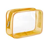 Almencla Trousse de Maquillage Transparente, Imperméable, Légère et Multifonctionnelle, Pochette de Toilette, Sac d'emballage, Sac Cosmétique Transparent, Jaune