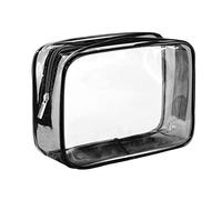 Almencla Trousse de Maquillage Transparente, Imperméable, Légère et Multifonctionnelle, Pochette de Toilette, Sac d'emballage, Sac Cosmétique Transparent, Noir