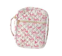 Almencla Trousse de Toilette Matelassée, Accessoire de Salle de Bain Tendance pour Femmes, Trousse de Toilette Portable, Arc et Cœur