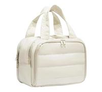 Almencla Trousse de Toilette Sac de Maquillage Pochette de Rangement Organisateur avec Fermeture En Polyester pour Maquillage et Accessoires Adapté Aux, Blanc Laiteux
