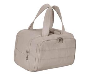 Almencla Trousse de Toilette Sac de Maquillage Pochette de Rangement Organisateur avec Fermeture En Polyester pour Maquillage et Accessoires Adapté Aux, Brun