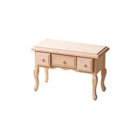 Almencla Unité de Tiroirs Miniature Table Mini Maison de Poupée Meuble Maquette Bureau en Bois à Peindre avec 3 Tiroirs Adaptée aux Scènes de Salon Étude Chambre Maison de Poupée 11cm