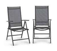 Chaise de jardin Blumfeldt Almeria Lot 2 chaises de jardin pliantes - toile hydrofuge & cadre aluminium - anthracite