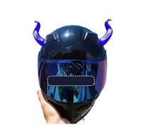 ALMLEU Décoration de Casque Corne Autocollants de décoration Style Cornes du Diable for Casque Moto, 2 pièces, Accessoires, Autocollants Cosplay avec Ventouse(Blue)
