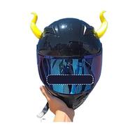 ALMLEU Décoration de Casque Corne Autocollants de décoration Style Cornes du Diable for Casque Moto, 2 pièces, Accessoires, Autocollants Cosplay avec Ventouse(Yellow)