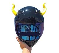 ALMLEU Décoration de Casque Corne Autocollants de décoration Style Cornes du Diable for Casque Moto, 2 pièces, Accessoires, Autocollants Cosplay avec Ventouse(Yellow)