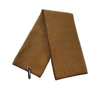 ALMLEU Serviette Golf Serviette de Golf gaufrée en Microfibre, 3 pièces, 40x40cm, avec Mousqueton Robuste, for Sports Plein air, Course à Pied, Yoga, for Hommes et Femmes(Brown)