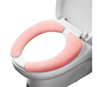 ALMLEU Toilet Seat Cover 2Pc/Set Toilet Seat Cover Warm Flannel Sticker Pad Washable Bathroom Warmer Cushion(Pink)