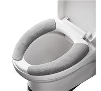 ALMLEU Toilet Seat Cover 2Pc/Set Toilet Seat Cover Warm Flannel Sticker Pad Washable Bathroom Warmer Cushion(Small Grey)