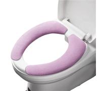 ALMLEU Toilet Seat Cover 2Pc/Set Toilet Seat Cover Warm Flannel Sticker Pad Washable Bathroom Warmer Cushion(Purple)
