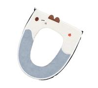ALMLEU Toilet Seat Cover Universal Toilet Seat Cover Warm and Soft Cartoon Design Thickened Waterproof Removable Zipper Washable for Home Bathroom(Blue)