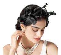 ALMLWIAJ Bibi pour femme, coiffe élégante avec plumes et voile ANG pour invitées de mariage, mère de la mariée, ascot royal, chapeau de course de jour