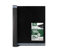 ALMO Écran de façade noire UV 37,5m² (1,5 x 25m), 180g/m², ouverte à la diffusion, classe de feu B, résistante à la chaleur jusqu'à 150°C, durablement résistante aux UV avec joint autocollant intégré