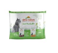 Almo Nature Functional - Anti Hairball - Nourriture Humide pour Chats Adultes et Matures - au Bœuf, au Poulet - Prévient la Formation de Boules de Poils - 70g (Lot de 6)