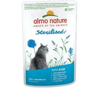 Almo Nature Functional - Sterilised - Nourriture Humide pour Chats Adultes et Matures, Stérilisés ou Peu Actifs - au Merlu - Faible Teneur en Matières Grasses, Hydratant - 70g (Lot de 30)