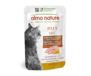 Almo Nature HFC Jelly - Nourriture Humide pour Chats Adultes - Filet de Poulet et Fromage - 55 g, Lot de 24 Sachets