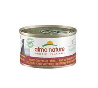 Almo Nature HFC Natural - Nourriture humide pour chiens avec Boeuf avec Pommes de Terre et Petit Pois à l'origine propres à la consommation humaine et désormais utilisée pour la préparation des aliments pour chiens.