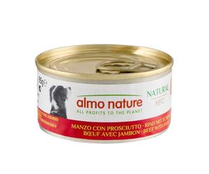 almo nature HFC Natural - Nourriture Humide pour Chiens avec Boeuf et Jambon à l'origine Propres à la consommation Humaine et désormais utilisée pour la préparation des Aliments pour Chiens.