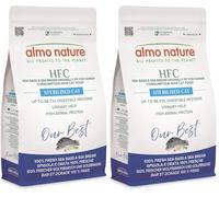 Almo Nature HFC Our Best Sterilized - Croquettes Chat Stérilisé - Bar et Dorade Frais - Qualité HFC, sans Gluten - Aide au Contrôle du Poids - Nourriture Sèche Complète - 1,2kg (Lot de 2)