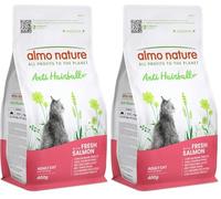 Almo Nature Holistic Functional Anti-Hairball au Saumon Frais. Croquettes Anti Boules de Poils pour Chats Adultes. 400g (Lot de 2)