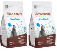 Almo Nature Sterilised - Croquettes pour Chat Stérilisé au Bœuf Frais - À Faible Teneur en Magnésium et avec des Fibres pour Le Contrôle du Poids - Sac de 400g (Lot de 2)