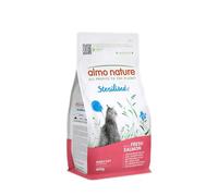 Almo Nature Sterilised - Croquettes pour Chat Stérilisé au Saumon Frais - À Faible Teneur en Magnésium et avec des Fibres pour Le Contrôle du Poids - Sac de 400g
