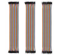 AlmoCN Lot de 120 câbles de raccordement pour platine d'expérimentation Multicolore 30 cm 40 broches mâle vers femelle, 40 broches mâle vers mâle, 40 broches femelle vers femelle pour Arduino