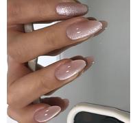 Almond Cats Eye Short Faux Nails 24pcs Presse Sur Le Plateau Acrylique Sur La Manucure Pour Les Amateurs De Mode Party Party Nail