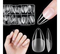 Almond Medium Soft Gel Tips, Venares 120 pièces Ongles Artificiels Courts 12 Tailles Tips en Acrylique pour Ongles en Gel de Longueur Moyenne Amande, Tips à Couverture Complète pour Ongles en Gel de