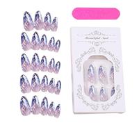 Almond Press Nails - Crystal Nail Set, Glitter Manicure Tips, 24x Full Cover Nails, Salon Grade Nail Kit,Gloss Finish Rhombus Decor | Easy Apply Remove for Women Girls Party Wedding Home Fashion Use