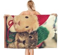ALMONO Serviette de Plage Cochon d'Inde Mignon, Séchage Rapide Anti Sable Microfibre Serviette de Bain, Animal Serviettes de Plage 70x150 cm, Camping, Voyage, Piscine Drap de Plage