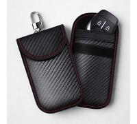 ALMSTORE Lot de 2 Étui Anti-RFID Pochettes Blocage Signal Clé Voiture 2025 Faraday Fibre de Carbone - Protection Sécurité Anti-Piratage, Étanche et Durable, Porte-Clés Inclus