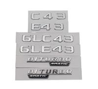 ALMVIS Autocollant 3D for coffre de voiture, Logo emblème C43 E43 GLE43 GLC43 BITURBO 4MATIC adapté for Mercedes AMG W205 W204 W213 W212 X253 W167, accessoires autocollants de logo de voiture(Chrome S