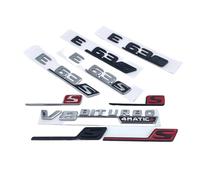 ALMVIS Autocollant 3D Plat ABS E63 E63S V8 Biturbo 4Matic AMG, Badge Autocollant Adapté Au Logo De Coffre De Voiture Fit For Mercedes Fit For Benz W213 autocollants de logo de voiture(Silver,Red S sma