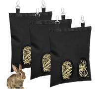Alnaeson Lot de 2 sacs à foin à suspendre pour lapin, cochon d'Inde, petit | Mangeoire à foin facile à accrocher, tissu Oxford durable, garde le foin frais et bien rangé pour les petits animaux de