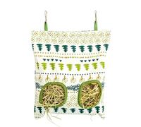 Alnaeson Lot de 3 sacs à foin en toile à suspendre pour lapins, cochons | Distributeur de foin en toile durable, facile à accrocher, design multi-trous, réduit les déchets, s'adapte aux cages