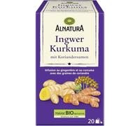 ALNATURA - Infusion gingembre curcuma | Savoureuse boisson chaude réconfortante | À déguster à tout moment | la boite de 20 sachets | LOT DE 4