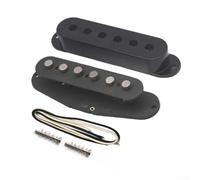 Alnico Kit de micro ST à 2 aimants pour guitare électronique, toile cirée, fil isolé, conducteurs noirs et blancs, matériel réglable (milieu)