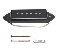 Alnico P90 Lot de micros pour guitare électrique 2 cœurs Design bobine simple - Haute définition tonalité vive vis réglables - Convient aux tailles de 5 cm x 5,2 cm (pont noir)