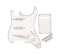 Alnicov 11 trous de micros à simple bobine de guitare précâblés SSS Pickguard ensemble de plaques à gratter avec couvercle arrière pour pièces de guitare Stratocaster, 3 plis blanc