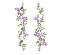 Alnicov 2 Pcs Papillon Fleur Patch Patchs Décoratifs Badge Brodé Applique Florale Coudre sur Patchs Décoratifs Patchs de Fleurs pour Dame (Violet)