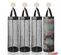 Alnicov 4 PCS Support de Sac en Plastique Suspendu Support de Sac d'épicerie Pliable Maille Suspendu Sac de Rangement Distributeur pour la Cuisine à Domicile Stockage de Sac Poubelle