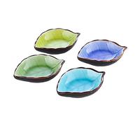 Alnicov 4 pièces Bols à tremper Bols à Tapas Mini Bols à Feuilles en céramique pour vinaigre Sauce soja cornichons collations trempettes