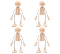 Alnicov 4 pièces Figurines en Bois pour Peindre des Figurines Bricolage Petites poupées Peinture poupées en Bois décoration Jouet éducatif