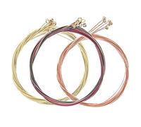 Alnicov 6 cordes de rechange en acier avec tête nickelée pour guitare acoustique (1 ensemble en laiton, 1 jeu en cuivre et 1 ensemble multicolore)